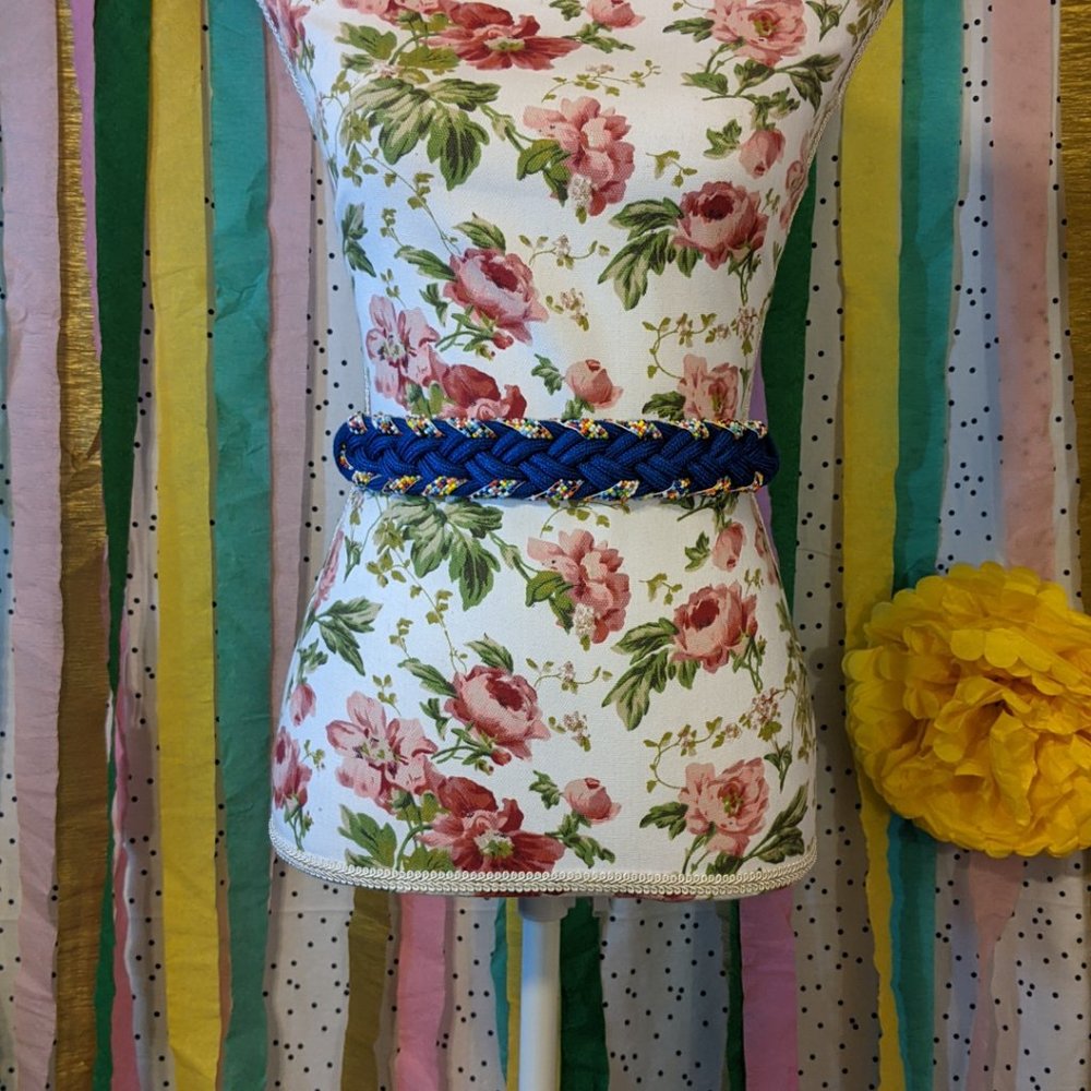 Vintage Braided Belt with Beaded Detail - Picture 2 of 7